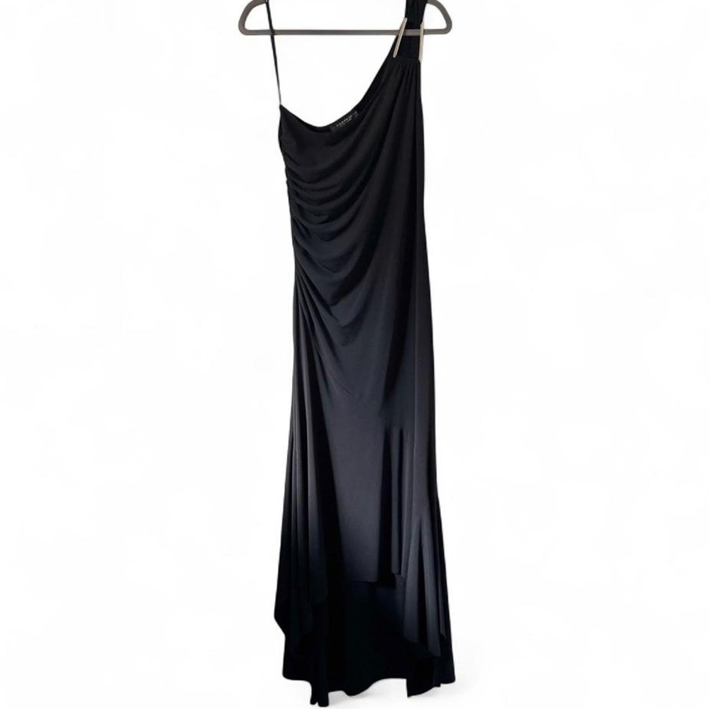 Y2K one shoulder black stretchy dress subversive fairy XL dark asymmetric